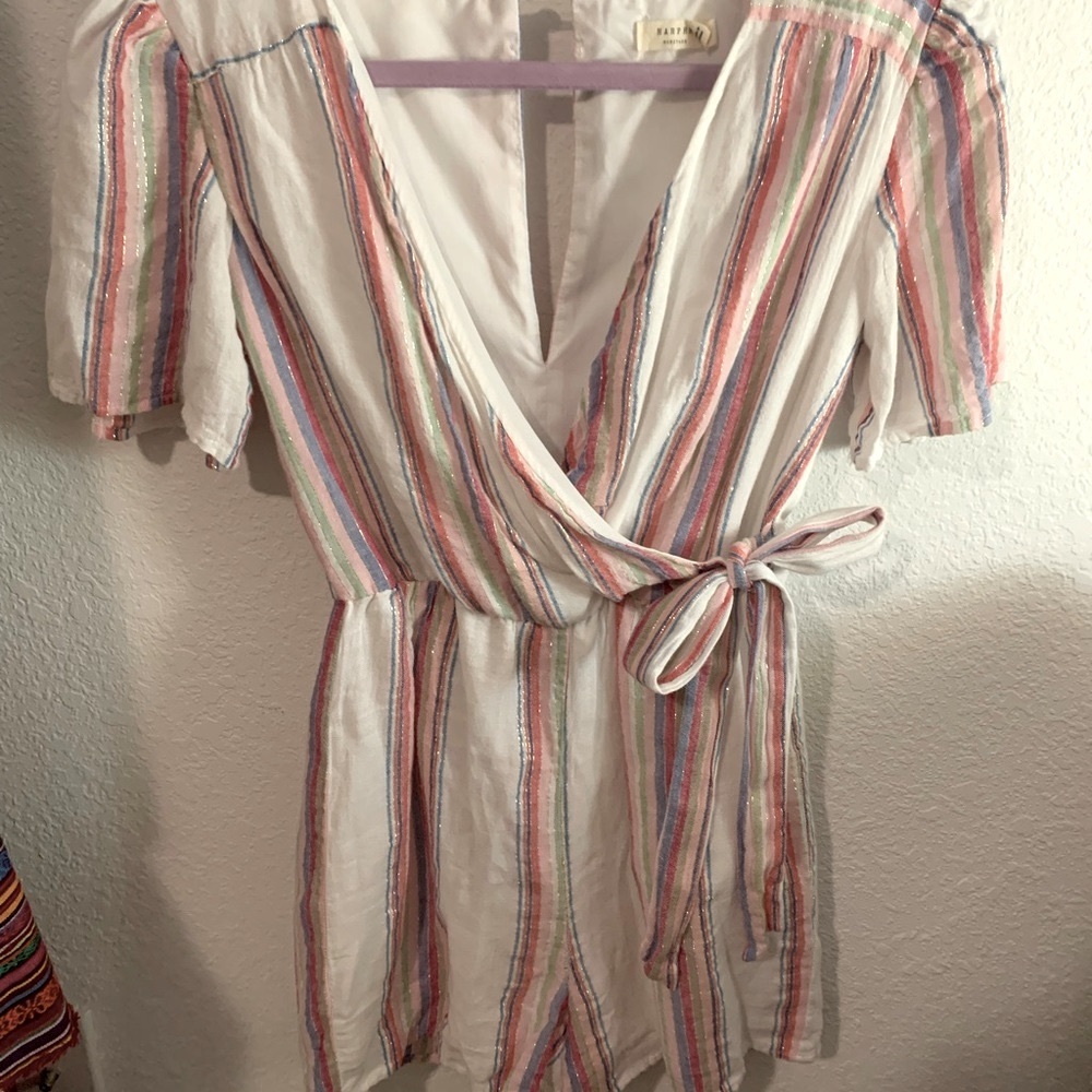 White glitter striped romper